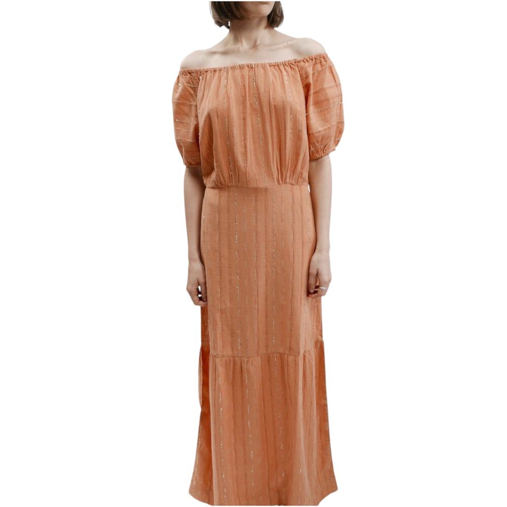 Ace & Jig Maxi Quince Dress Metallic Maxi Boho Puff Sleeve Peasant